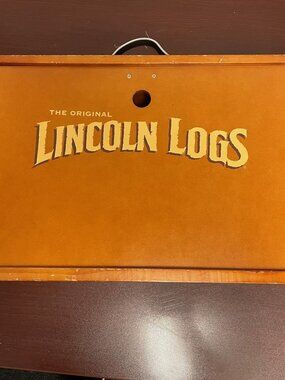 Vintage Original Lincoln Log Set with Wood Carrying Case - 131 pieces